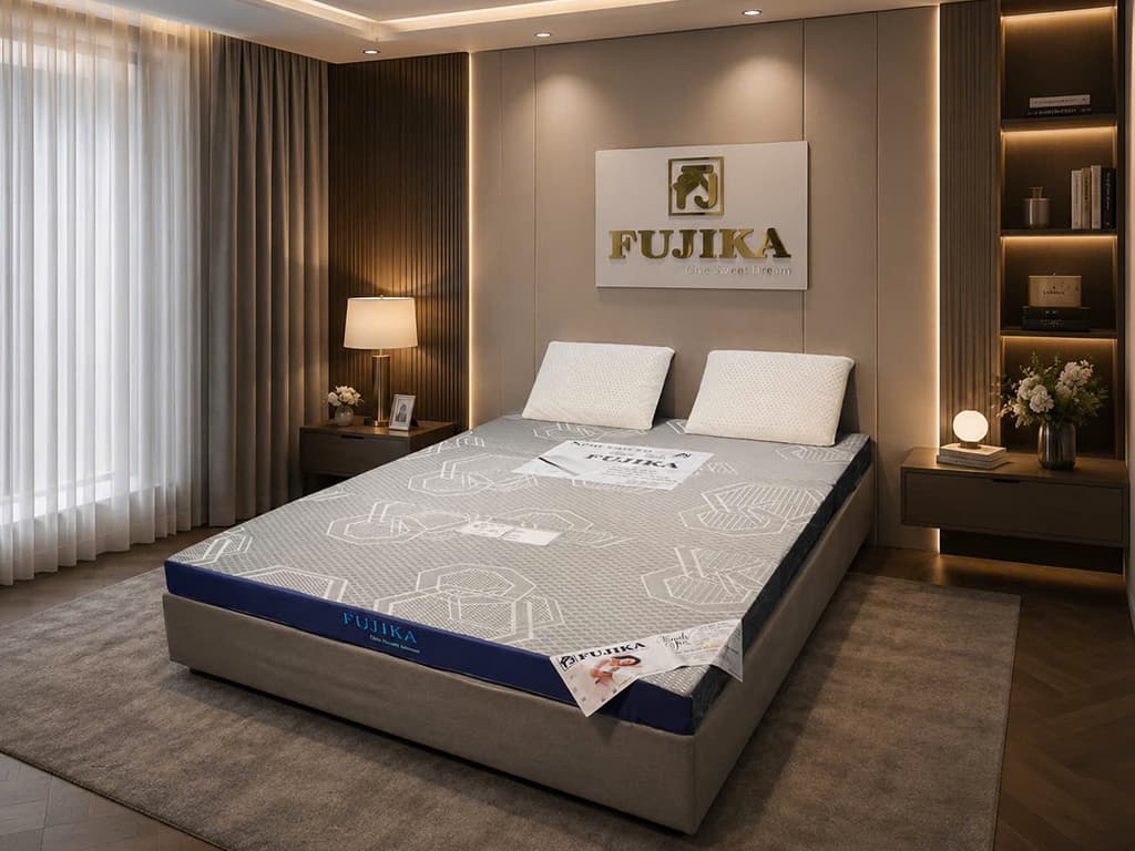 Nệm Foam Hoạt Tính Fujika Xếp 3 Vải Gấm êm ái dễ chịu mà không hề xẹp lún